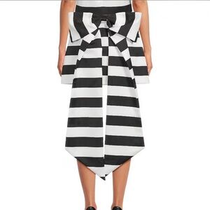 Black and White Striped Bow Skirt